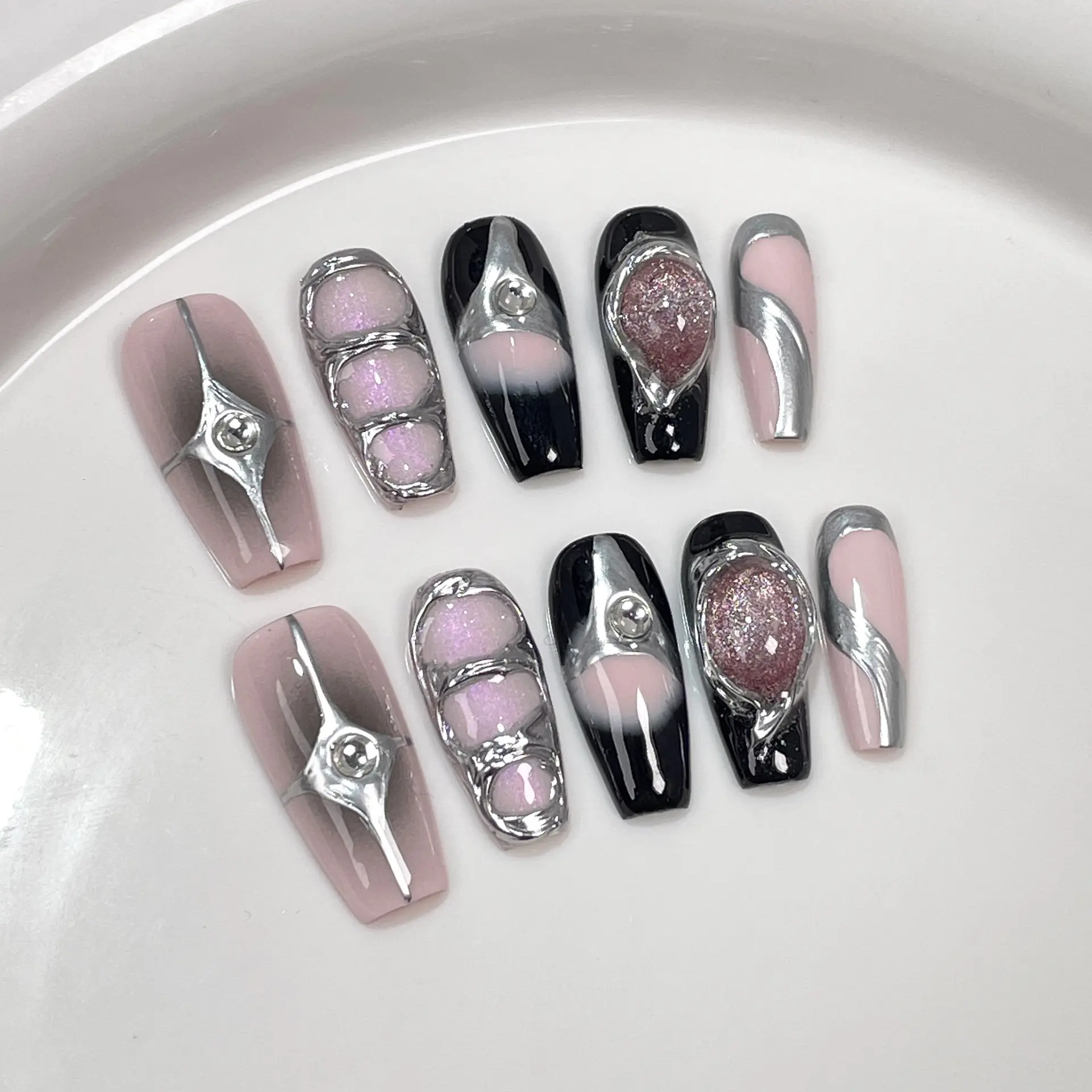 Handmade Medium-Length Nail Tips
