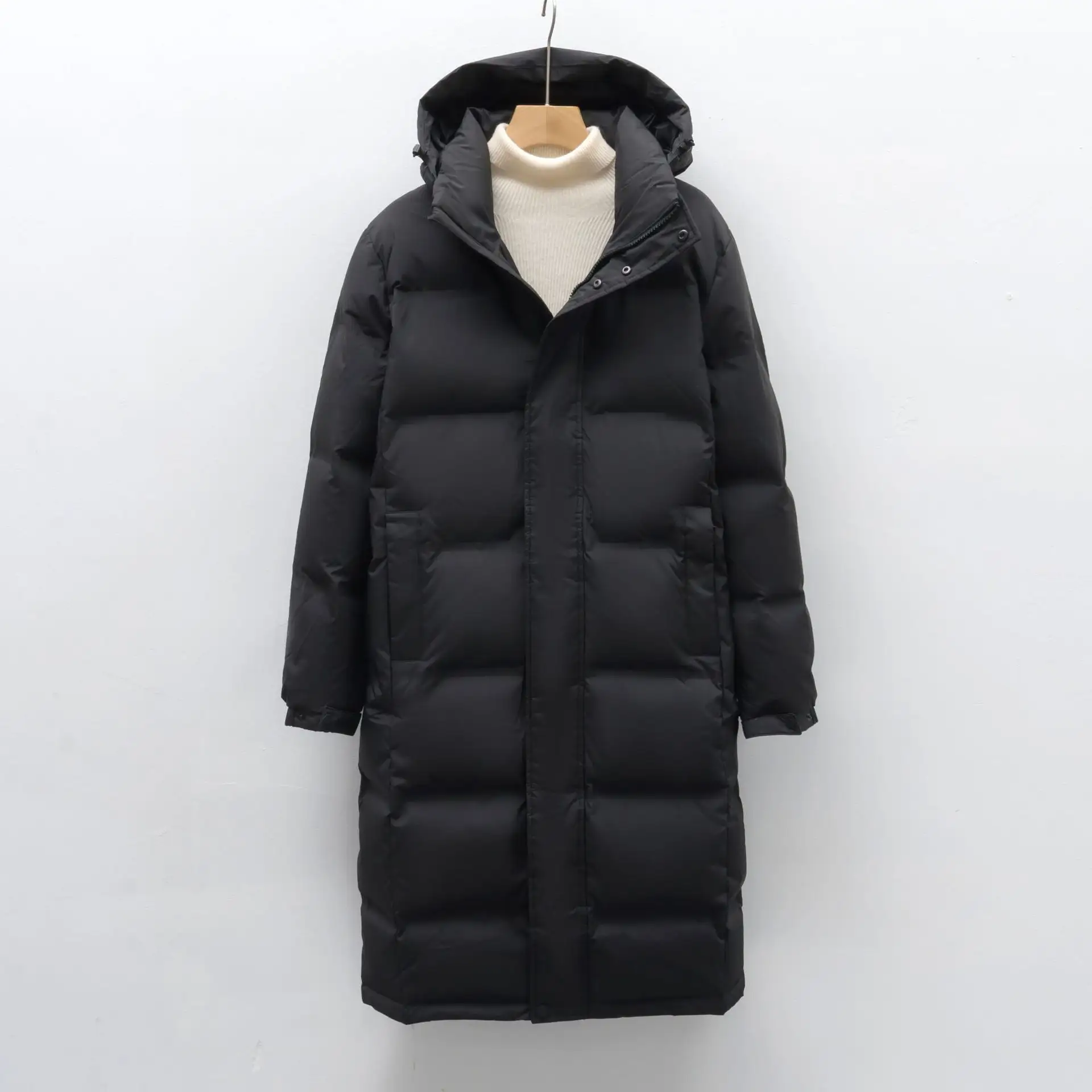 Solid Color Hat Man Mid-length Thickened Coat