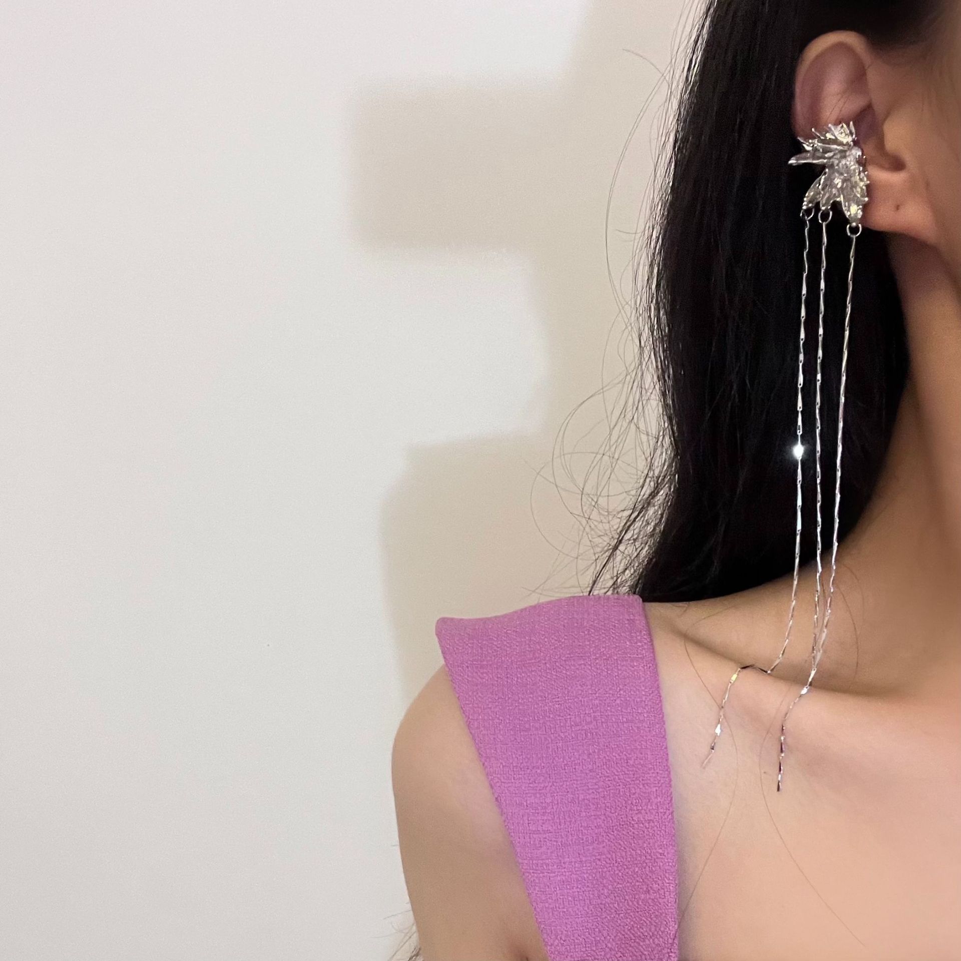 Design Ear Clip Tassel Retro Watch Necklace