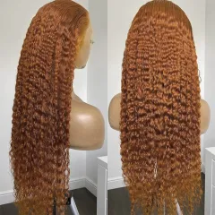Front Lace African Chemical Fiber Small Curly Hair Big Wave Wig - Light Brown - View 1