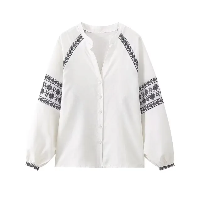 Women's Fashionable White Cotton And Linen Shirt White - Shop at LoveMi