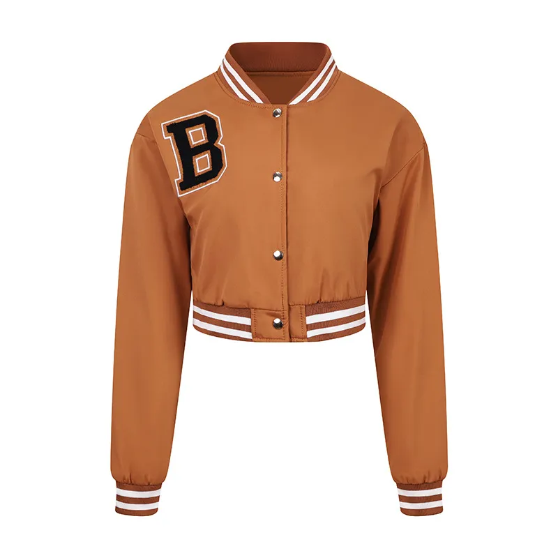Women's Casual Jacket Spring And Autumn Thin Cotton Coat - Chocolate