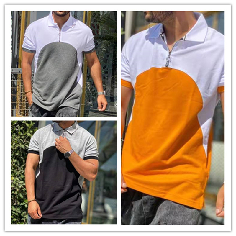 Title 2, T-shirt Uomo Casual con Colletto Patch Loose Ma...