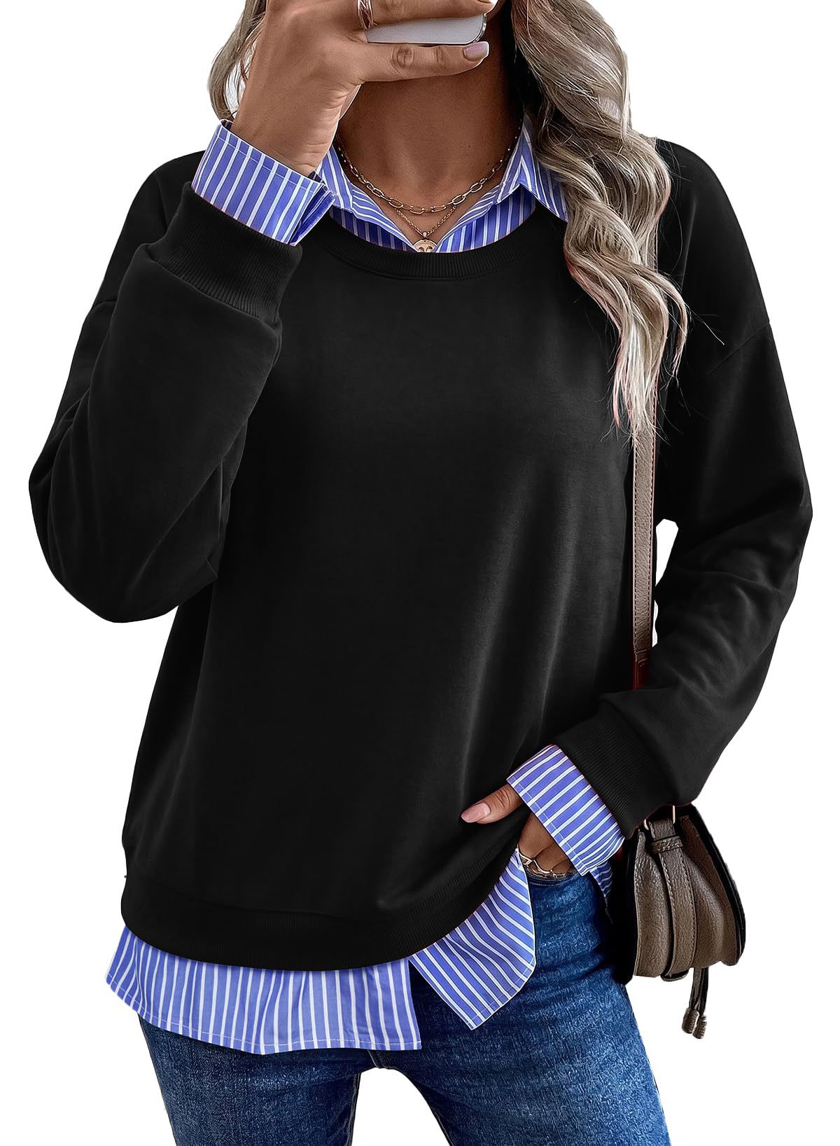 Stylish Casual Lapel Mock Two-piece Hoodie