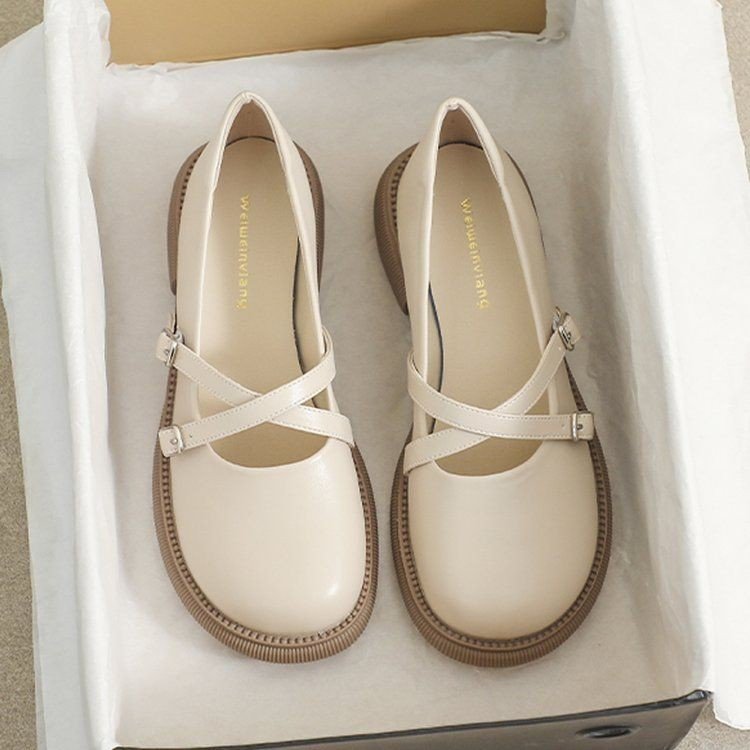 French-style Mary Jane Leather Shoes For Women
