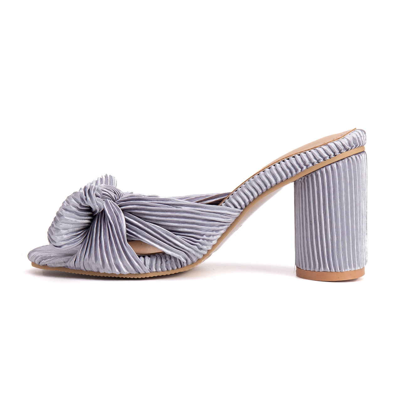 Satin Peep-Toe Chunky-Heel Sandals, picture 7 of 12