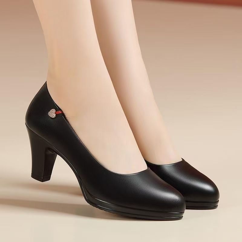 Womens High-heeled Work Shoes Professional Leather Shoes