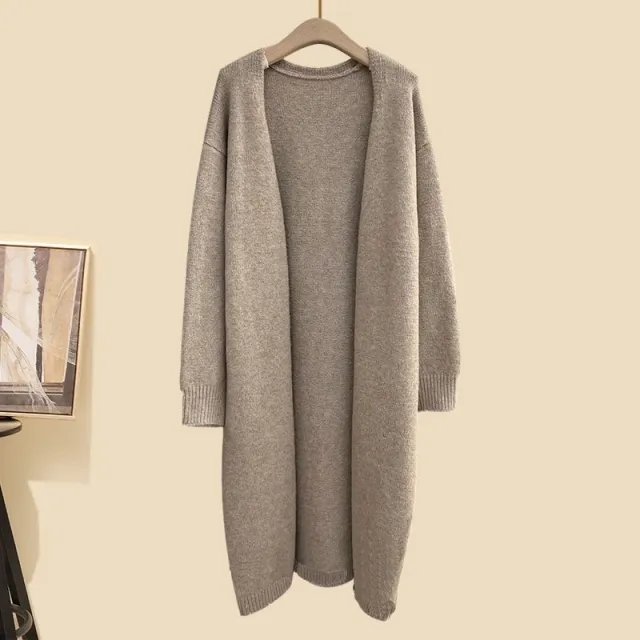 Idle Style Three piece Set Thick Turtleneck Sweater Wide Leg Pants Wear Long Cardigan Jacket Slimming Khaki Coat - Shop at LoveMi