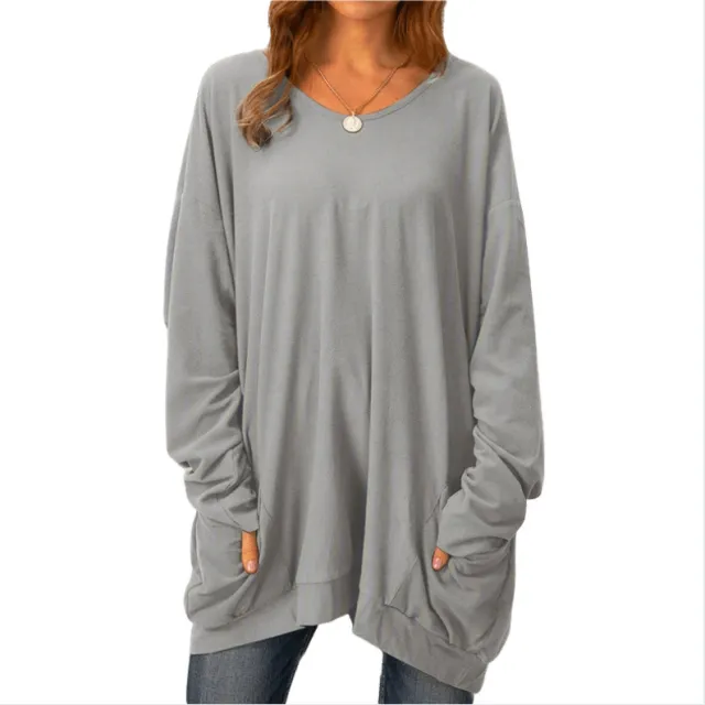 Fashion Three dimensional Casual Round Neck Long Sleeve Shirt Gray - Shop at LoveMi
