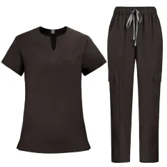 Simple Straight-cut Hand-washing Suit For Nurses - Chocolate-Xxl - View 1