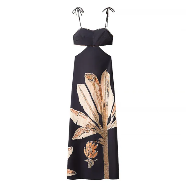Slim fit Black Midriff Outfit Backless Suspender Dress - Shop at LoveMi