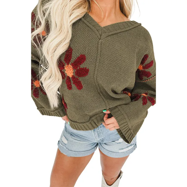 Fashion Floral Pullover Women Green - Shop at LoveMi