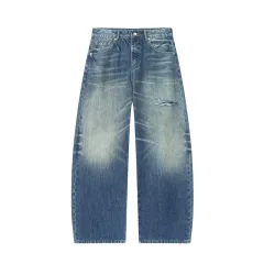 Fashionable Versatile Mid-waist Loose Rolled-edge Ripped Jeans - View 1