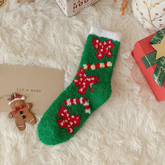 Christmas Gift Stockings New Year Stockings Women's Coral Fleece Bow - Shop at LoveMi