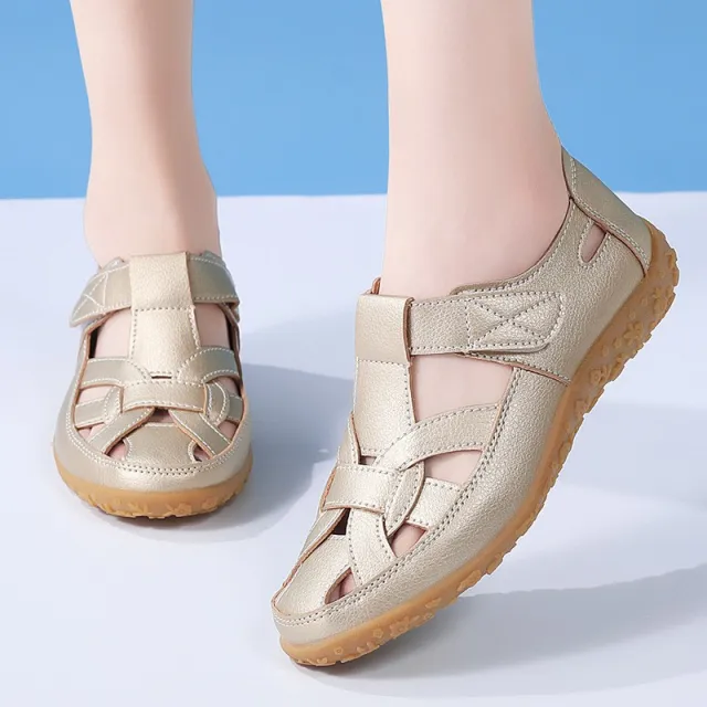Beach Hollowed Fashion Flat Sandals Gold - Shop at LoveMi