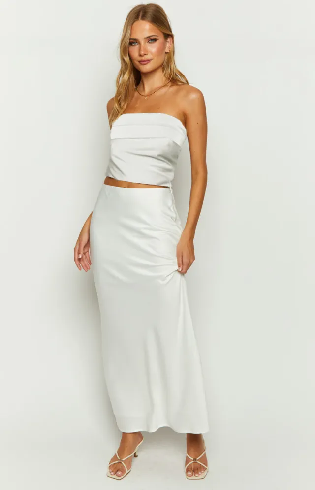 Women's Sexy Print Chest wrapped Floral Slit Skirt White - Shop at LoveMi