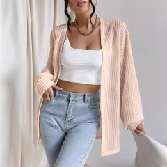 European And American Style Women Top Knitted Cardigan Autumn - Lotus Root Color-Xl - View 1