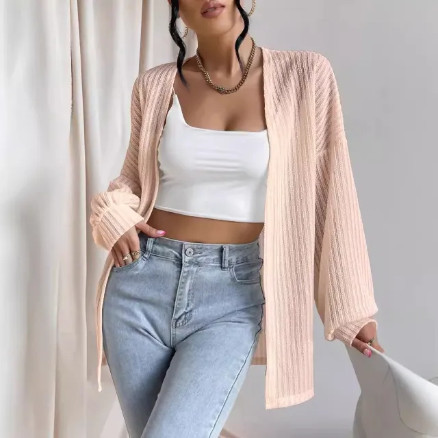 European And American Style Women Top Knitted Cardigan Autumn Lotus Root Color Xl - Shop at LoveMi