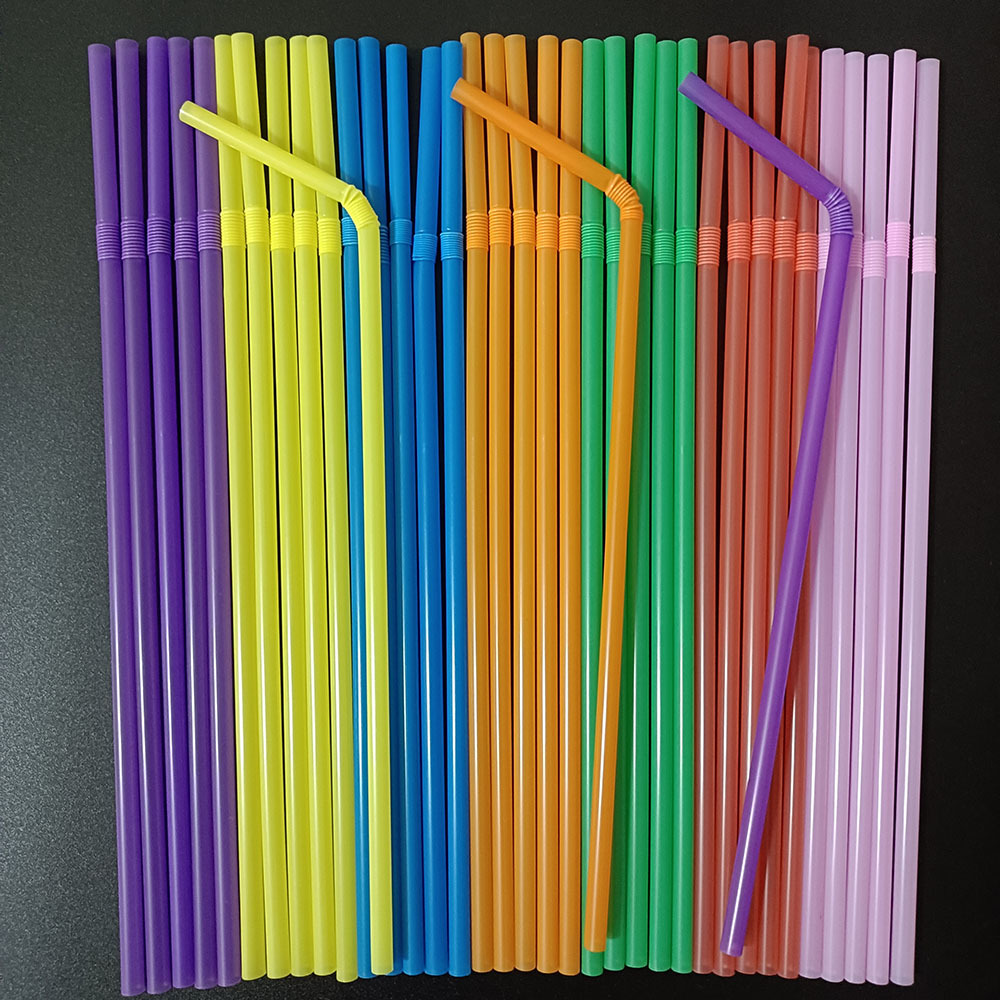 5mm Food Grade 100 PCs Color Elbow Disposable Plastic Straw