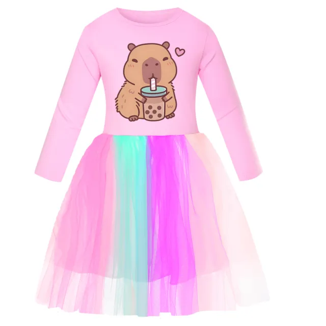 Girls' XINGX Rainbow Lace Dress Long Yarn Powder - Shop at LoveMi
