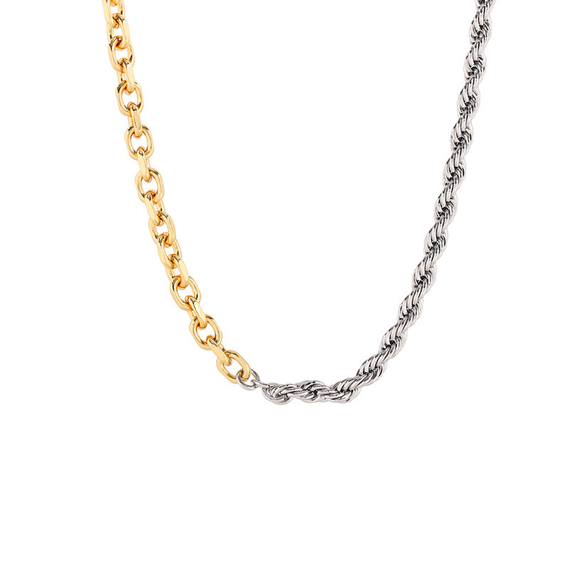 New OT Buckle Color Matching Gold-plated Pendant Clavicle Necklace