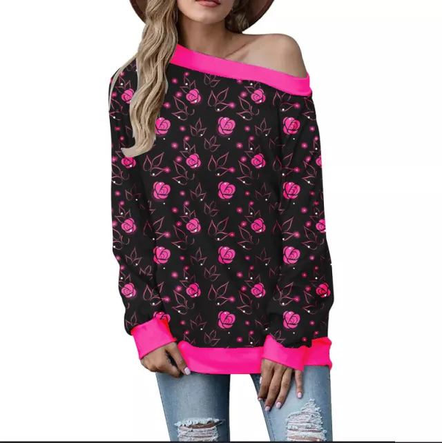 Women's Valentine's Day Pattern Printed Long Sleeve Loose Shoulder Sweater Sgoj101910 L - Shop at LoveMi