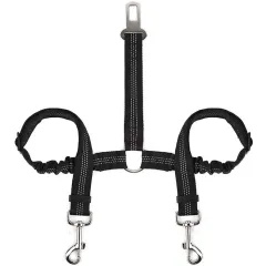 Pet Car Seat Belt Double-ended Traction Rope One For Two - Black - View 1