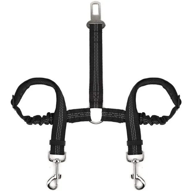 Pet Car Seat Belt Double ended Traction Rope One For Two Black - Shop at LoveMi
