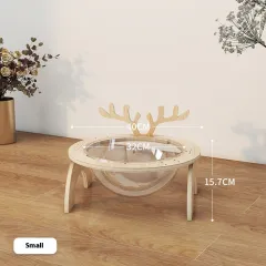 Antlers Cat Nest Four Seasons Universal Pet Supplies Chamfer Space Capsule Solid Wood Cat Bed - Wood Colour - View 1