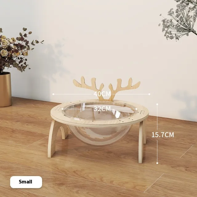 Antlers Cat Nest Four Seasons Universal Pet Supplies Chamfer Space Capsule Solid Wood Cat Bed Wood Color - Shop at LoveMi