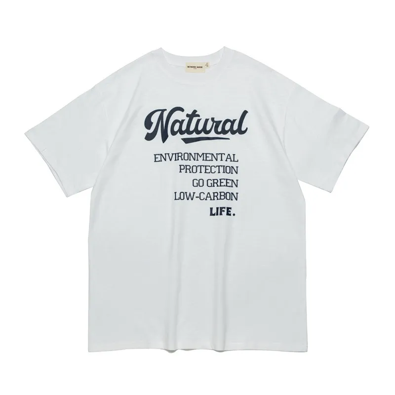Letter Printed T-shirt Top Loose Couple - White