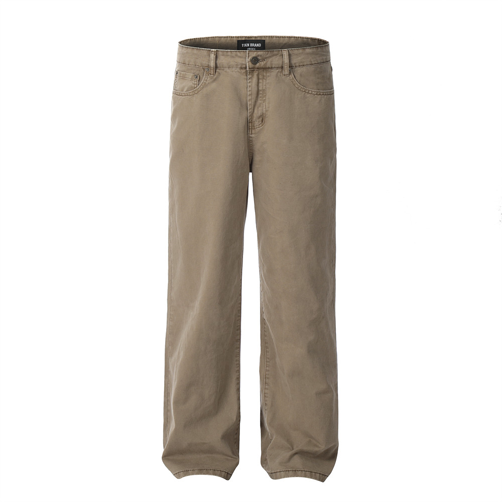 Washed Denim Straight-leg Trousers Men