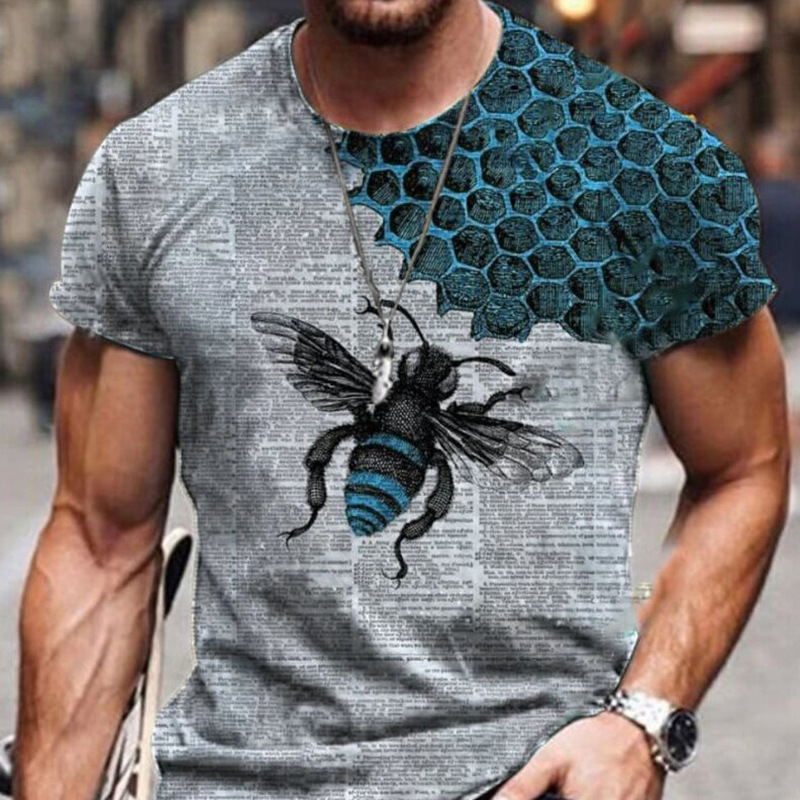 Title 2, Camiseta Casual Slim Art Bee para Hombre Estilo...