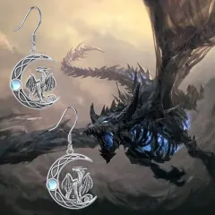 Creative Moon Magic Dragon Hollow Pendant Female - Earrings - View 1