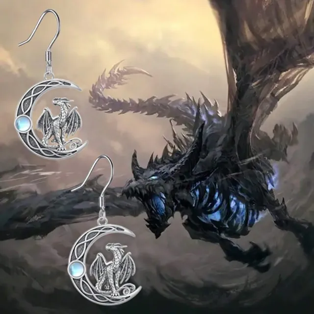 Creative Moon Magic Dragon Hollow Pendant Female Earrings - Shop at LoveMi