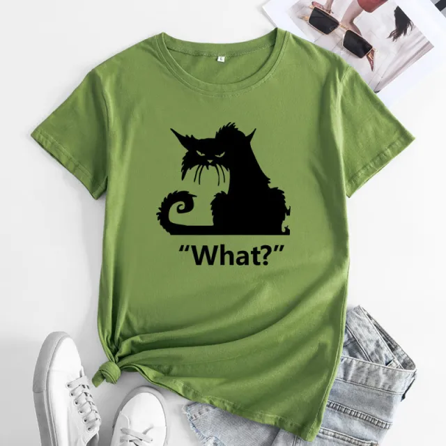 Letter Printed Round Neck Short Sleeve Green - Shop at LoveMi