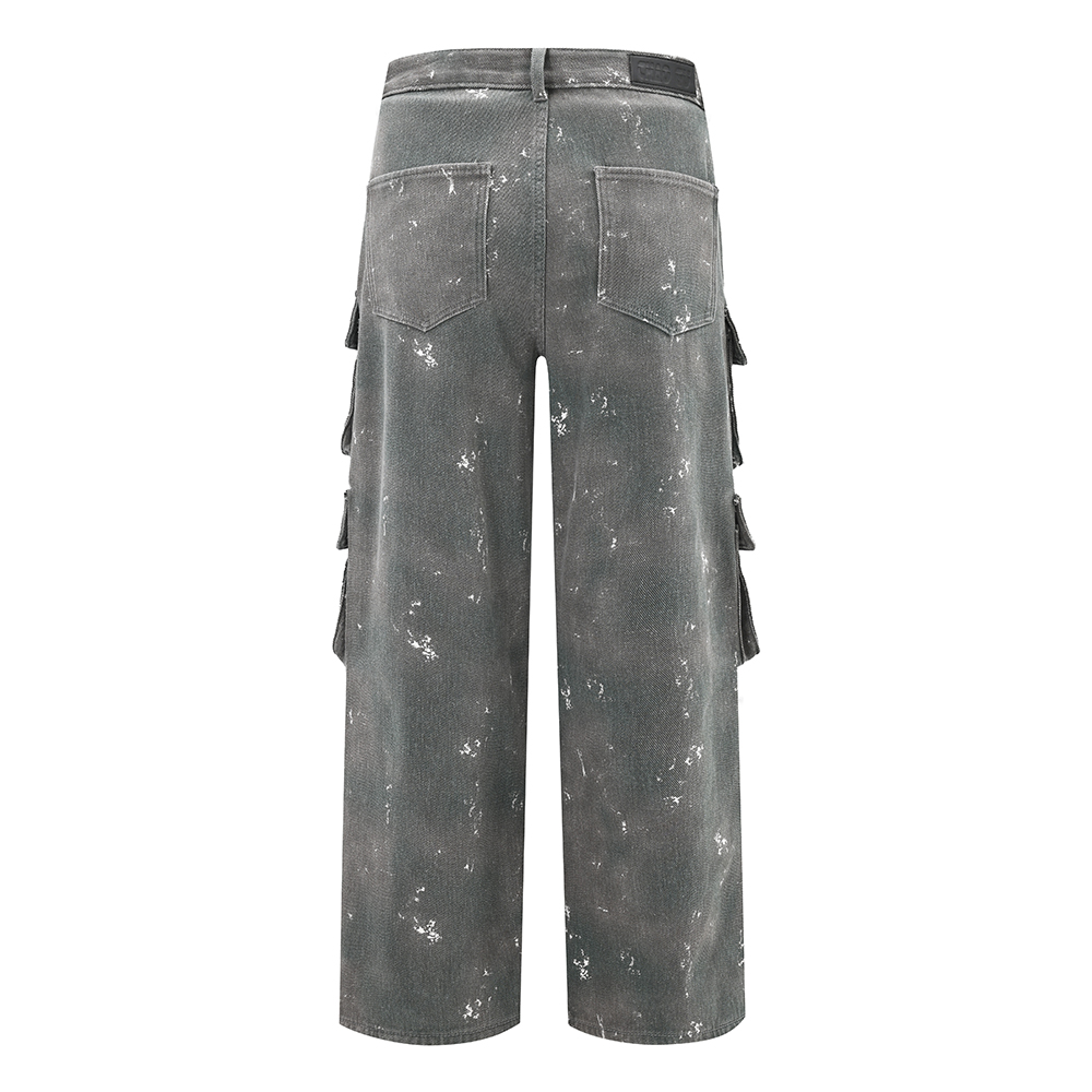 Splash-ink Workwear Denim Trousers For Men