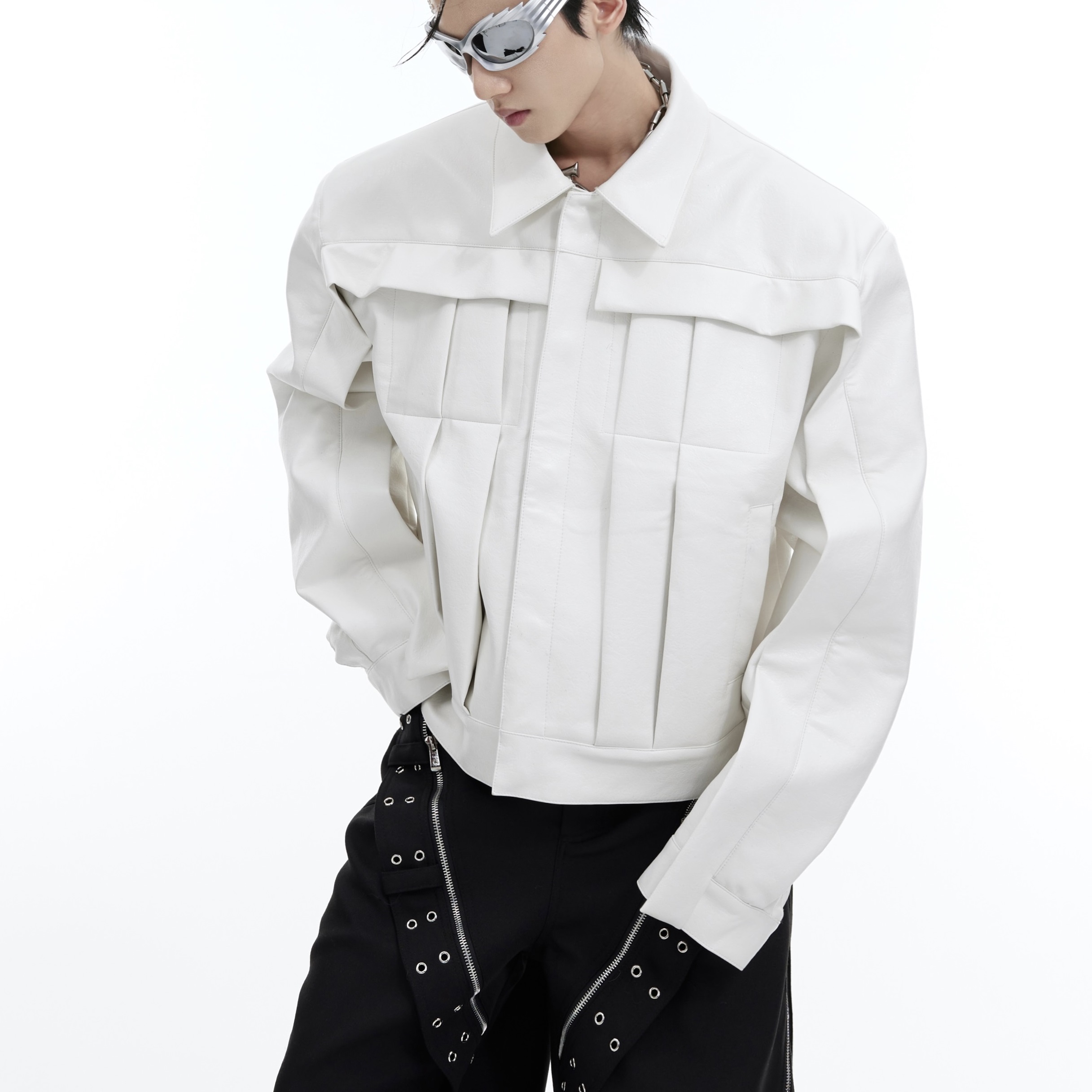 New Three-dimensional Deconstruction Padded Shoulder Jacket Coat