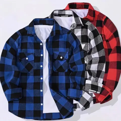 Men's Casual Loose Flannel Plaid Shirt