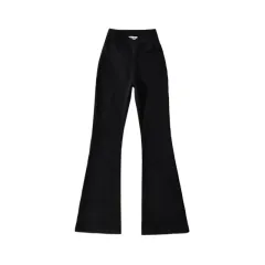 American Retro High Waist Irregular Denim Bootleg Pants Women - Black - View 1