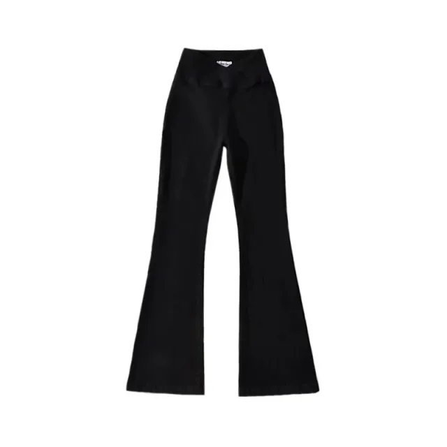 American Retro High Waist Irregular Denim Bootleg Pants Women Black - Shop at LoveMi