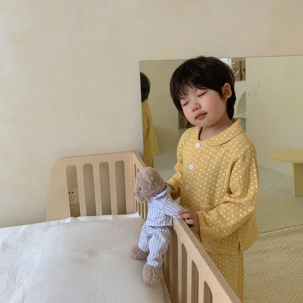 Children's Pajamas Cotton Gauze Polka Dot Long Sleeve Two-piece