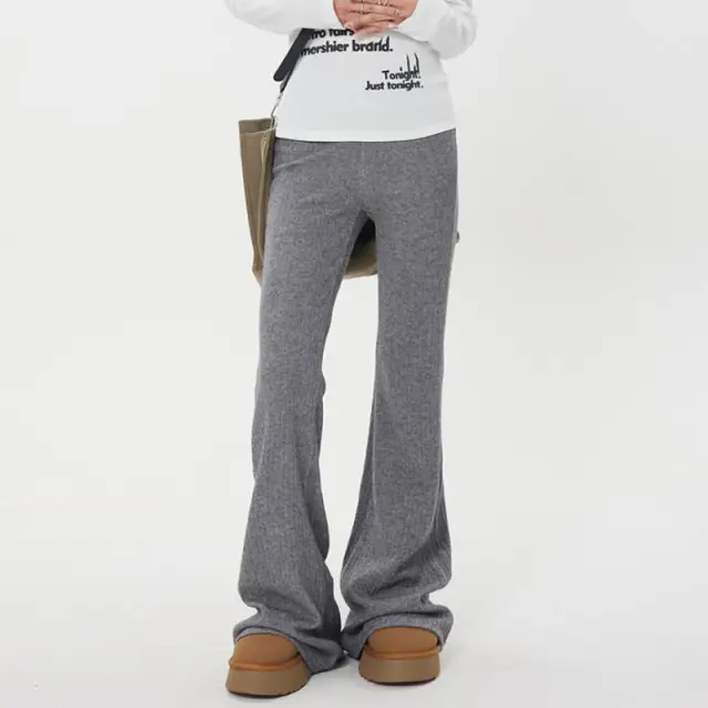 High Waist Knit Casual Pants For Women Dark Gray - Shop at LoveMi