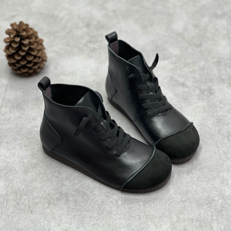 Title 17, Vintage Style Soft Leather Martin Boots with So...