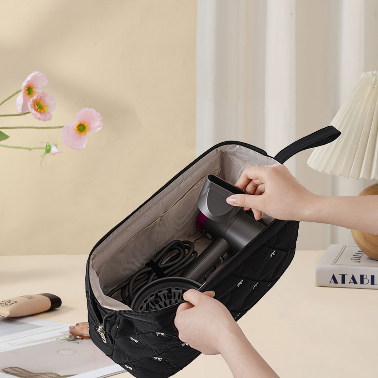 Multi-Function Storage Bag For Curling Irons And Hair Dryers