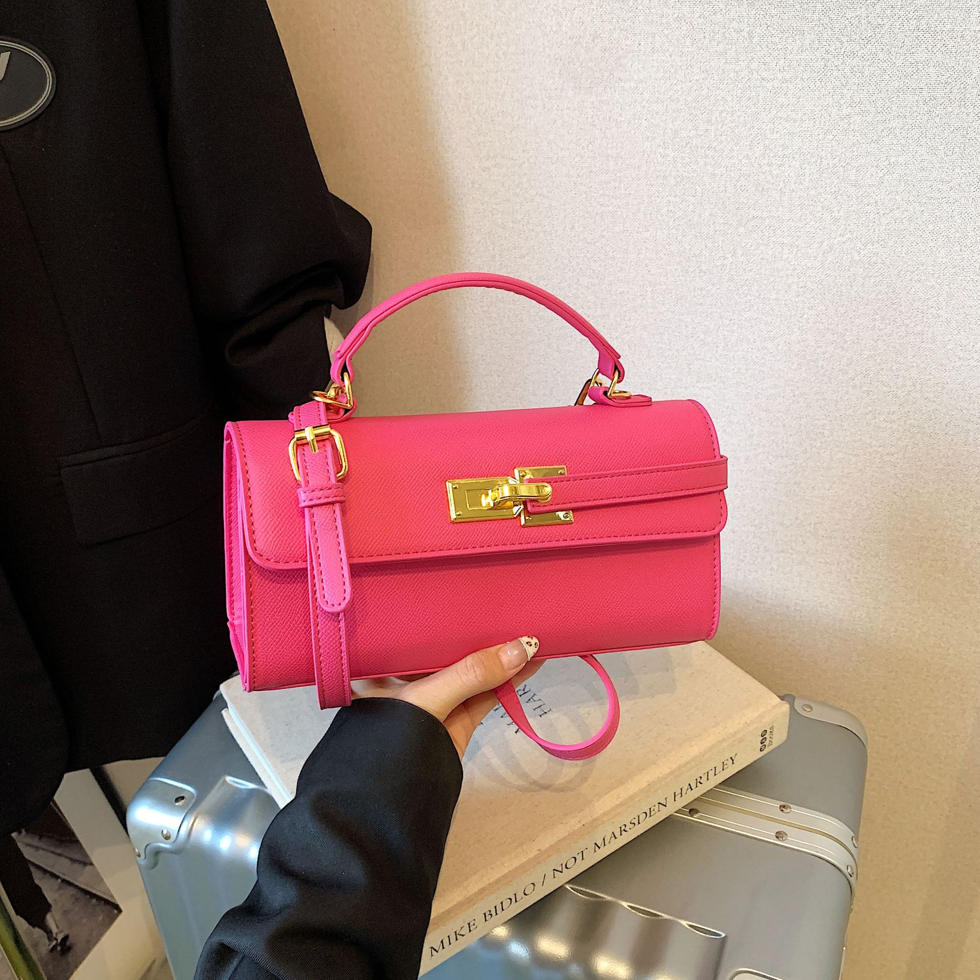 New Stylish Small Square Handbag With A Chic Lock Closure