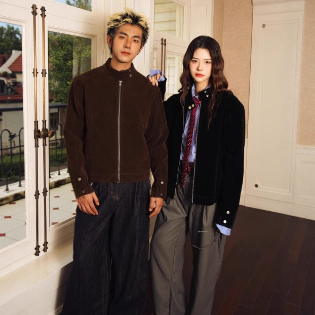 High-end Suede Craftsmanship Unisex Stand-collar Harrington Jacket Casual And Versatile