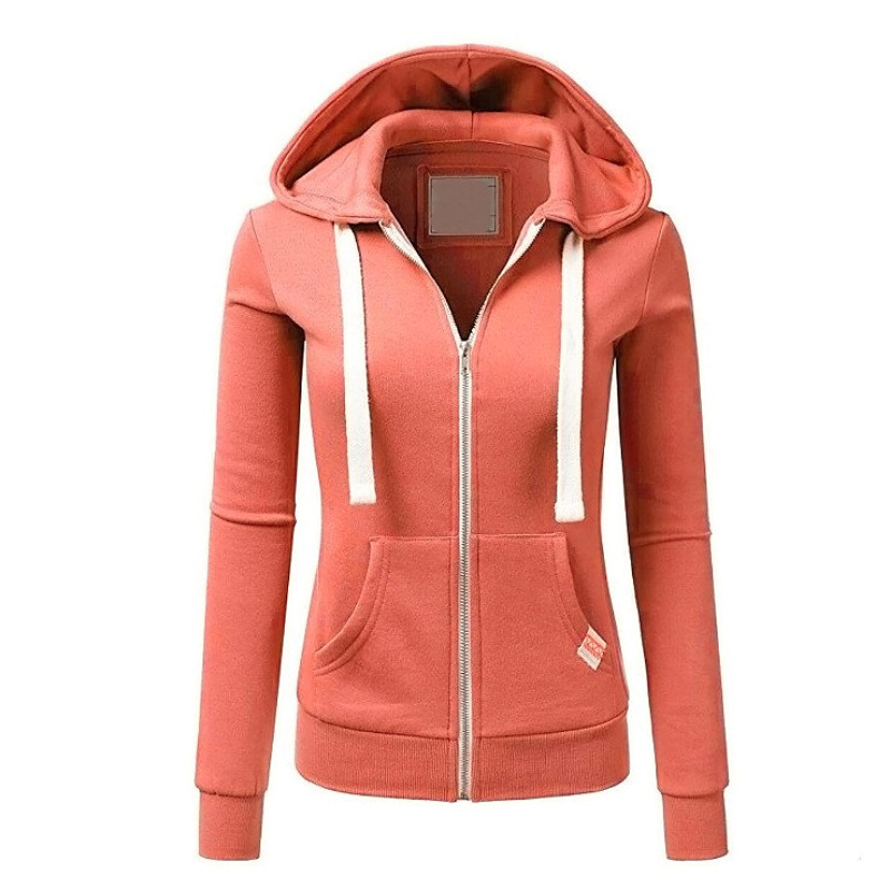 Womens Casual Sporty Cardigan With Zipper Hooded Sweatshirt