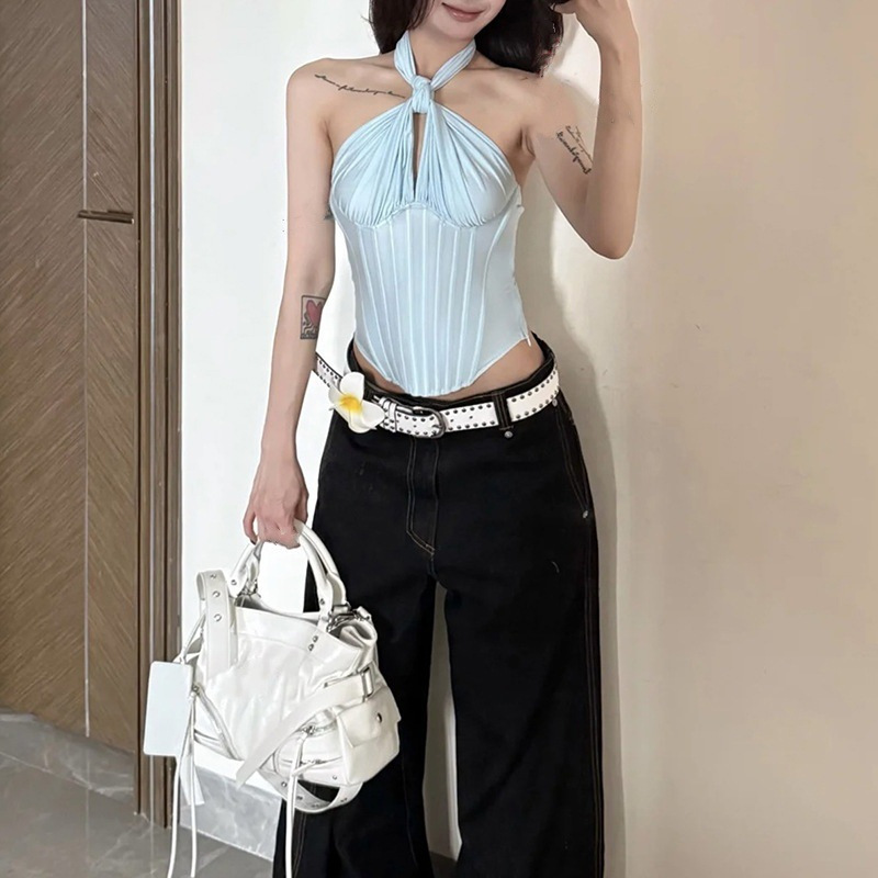 Off-shoulder Strap-tie Waist Camisole Top