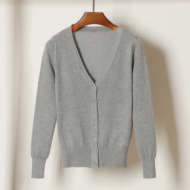 Women's Sweater Cardigan Large Sweater Coat Short Top Light Gray - Shop at LoveMi